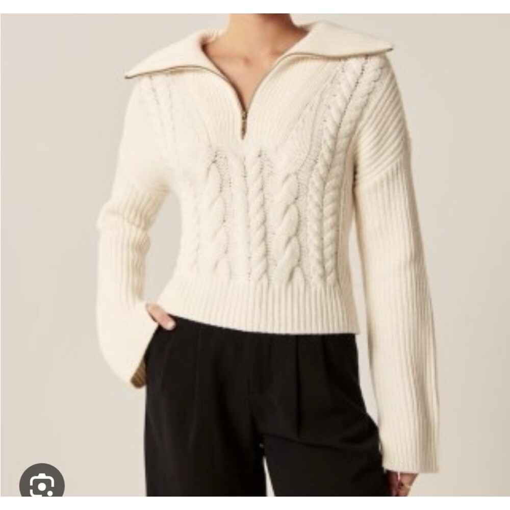Abercrombie Fitch Sweater Women's XS Cable Knit Chunky Fisherman Merino Wool